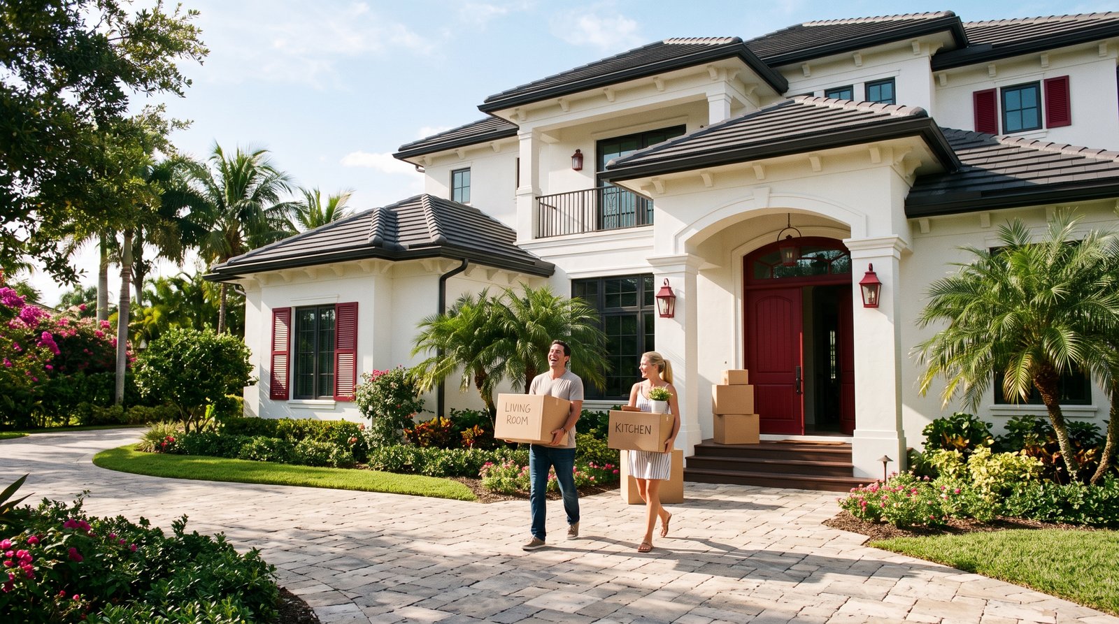 Florida vibe, couple moving into a luxury house in Naples Fl